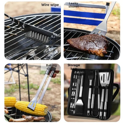 Grill Utensils Set Stainless Barbeque Grill Accessories -Spatula/Tongs/Fork w/Insulated Glove, Grilling Tools for Outdoor Grill