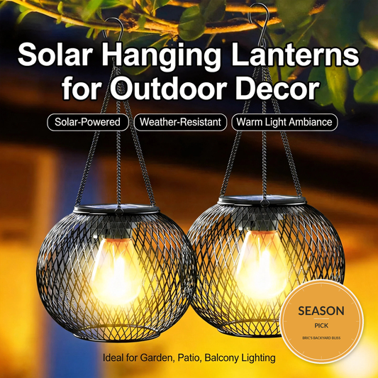Solar Lantern Outdoor – Solar Lights for Outside Decorative – Outdoor Hanging Li - Seasonal Pick badge