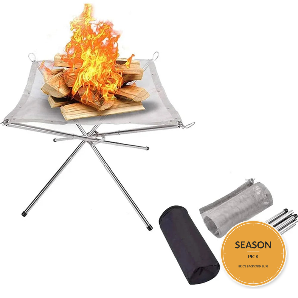 Outdoor BBQ Bonfire Rack Portable Camping Fire Pit Grill Stainless Steel Mesh Fi - Seasonal Pick badge